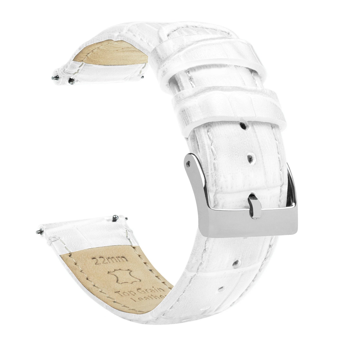 White | Alligator Grain Leather - Barton Watch Bands