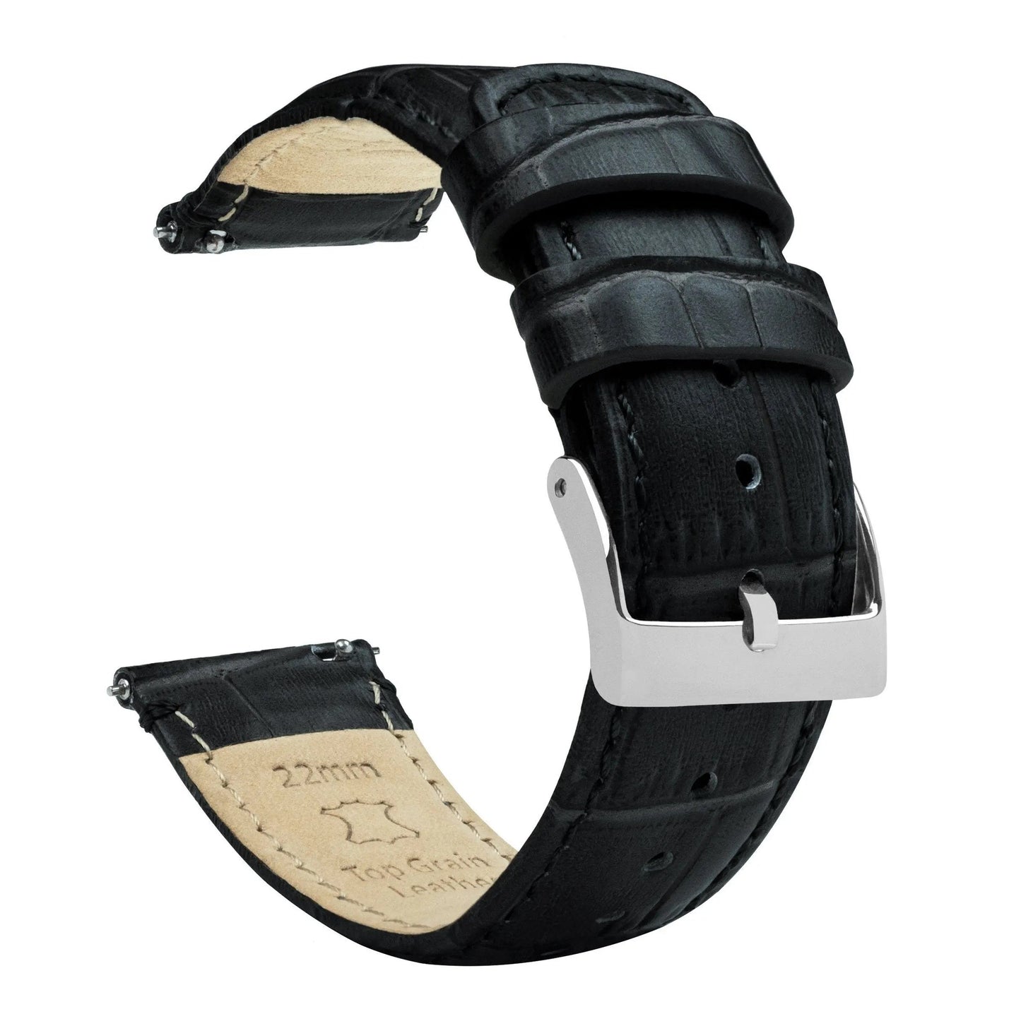 MOONSWATCH Bip | Black Alligator Grain Leather - Barton Watch Bands