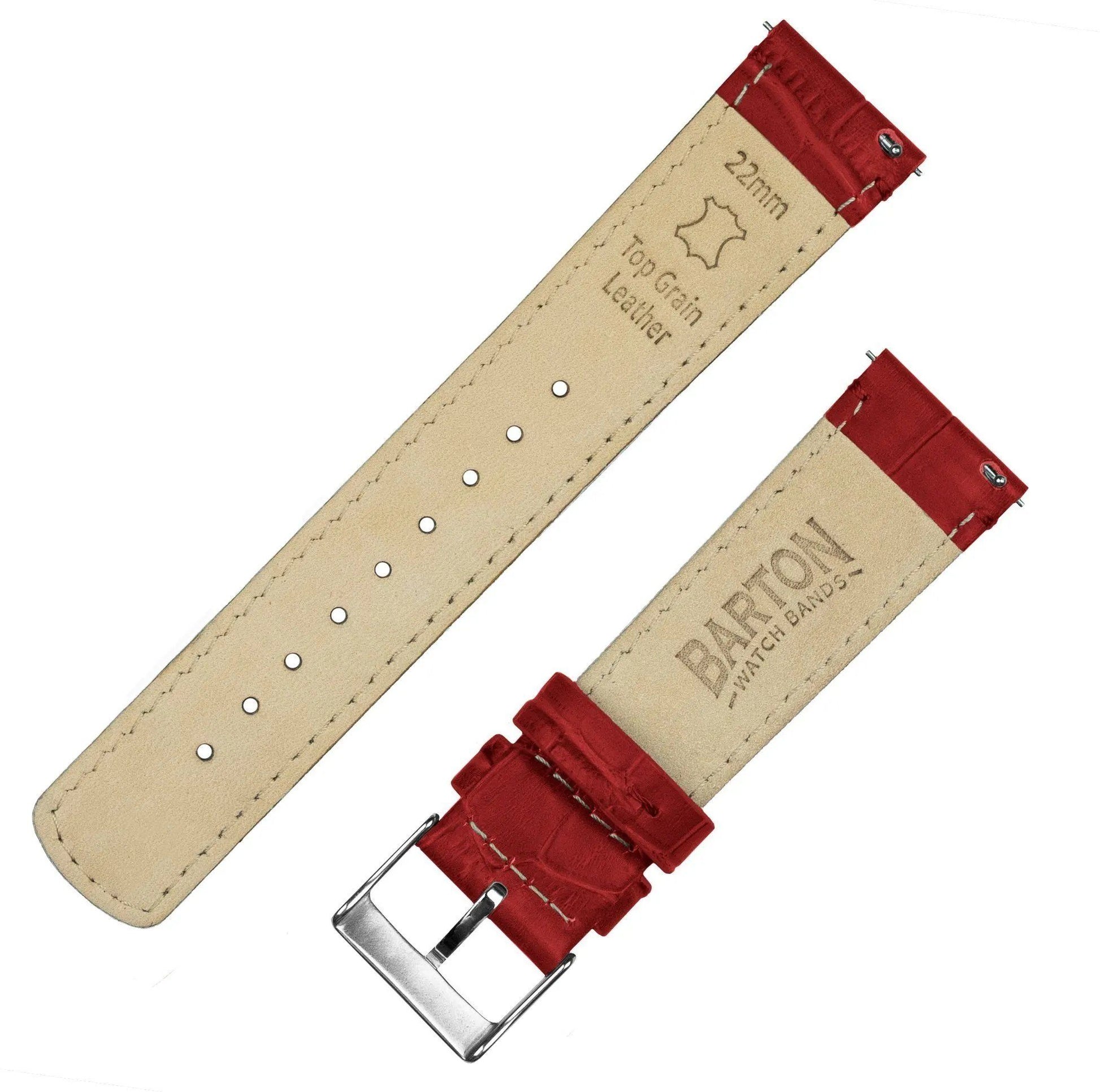 MOONSWATCH Bip | Crimson Red Alligator Grain Leather - Barton Watch Bands
