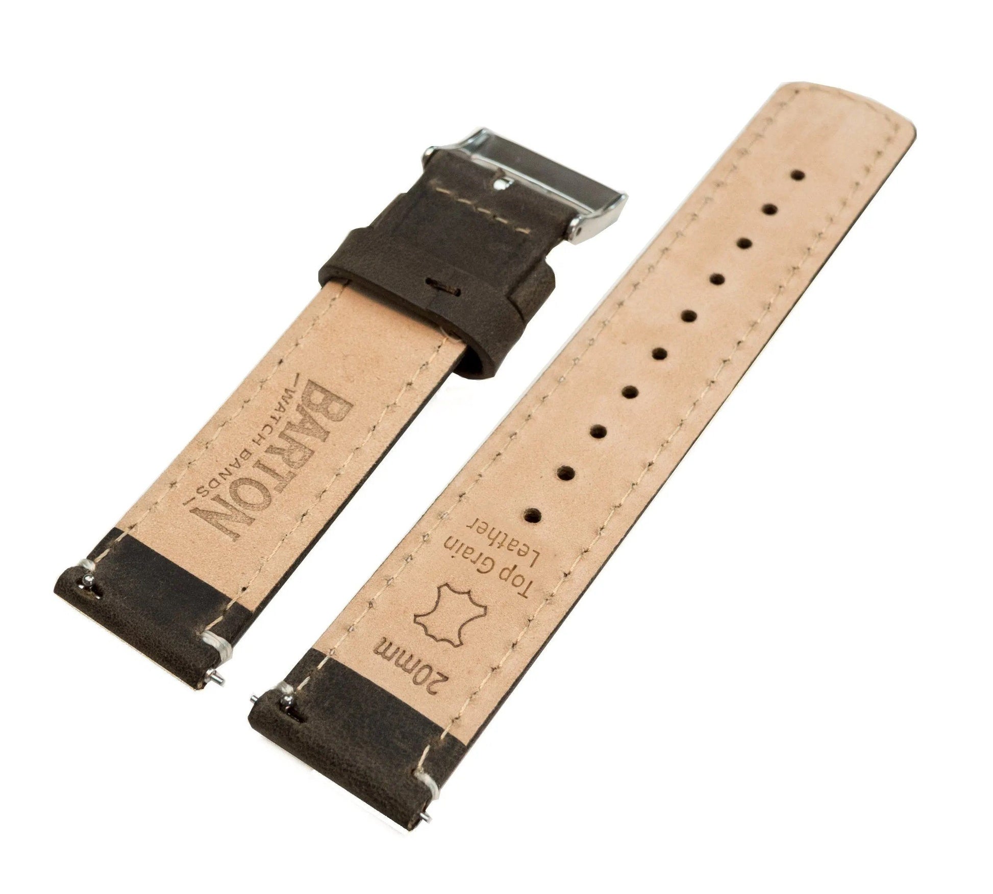Amazfit Bip | Espresso Brown Leather & Linen White Stitching - Barton Watch Bands