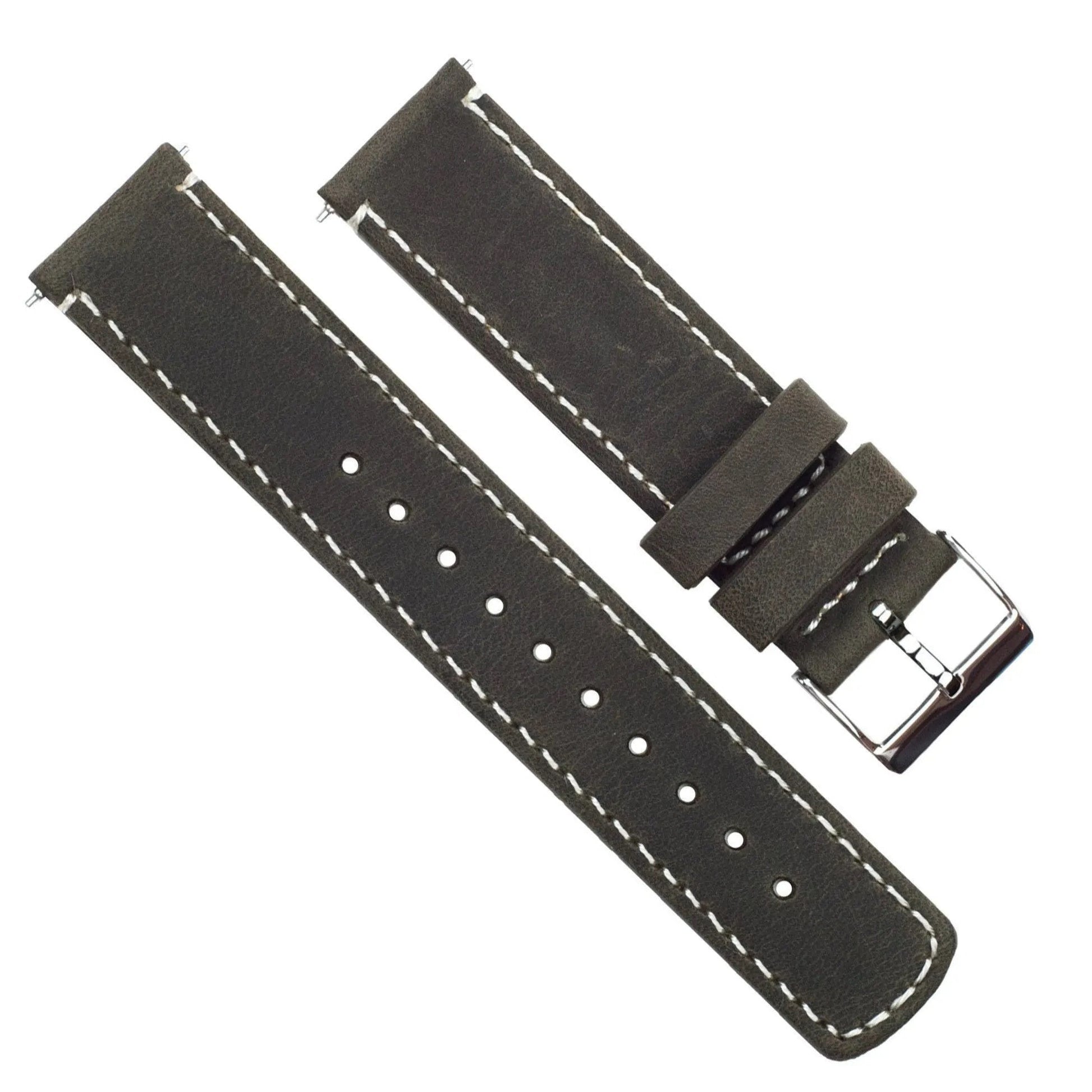 MOONSWATCH Bip | Espresso Brown Leather & Linen White Stitching - Barton Watch Bands