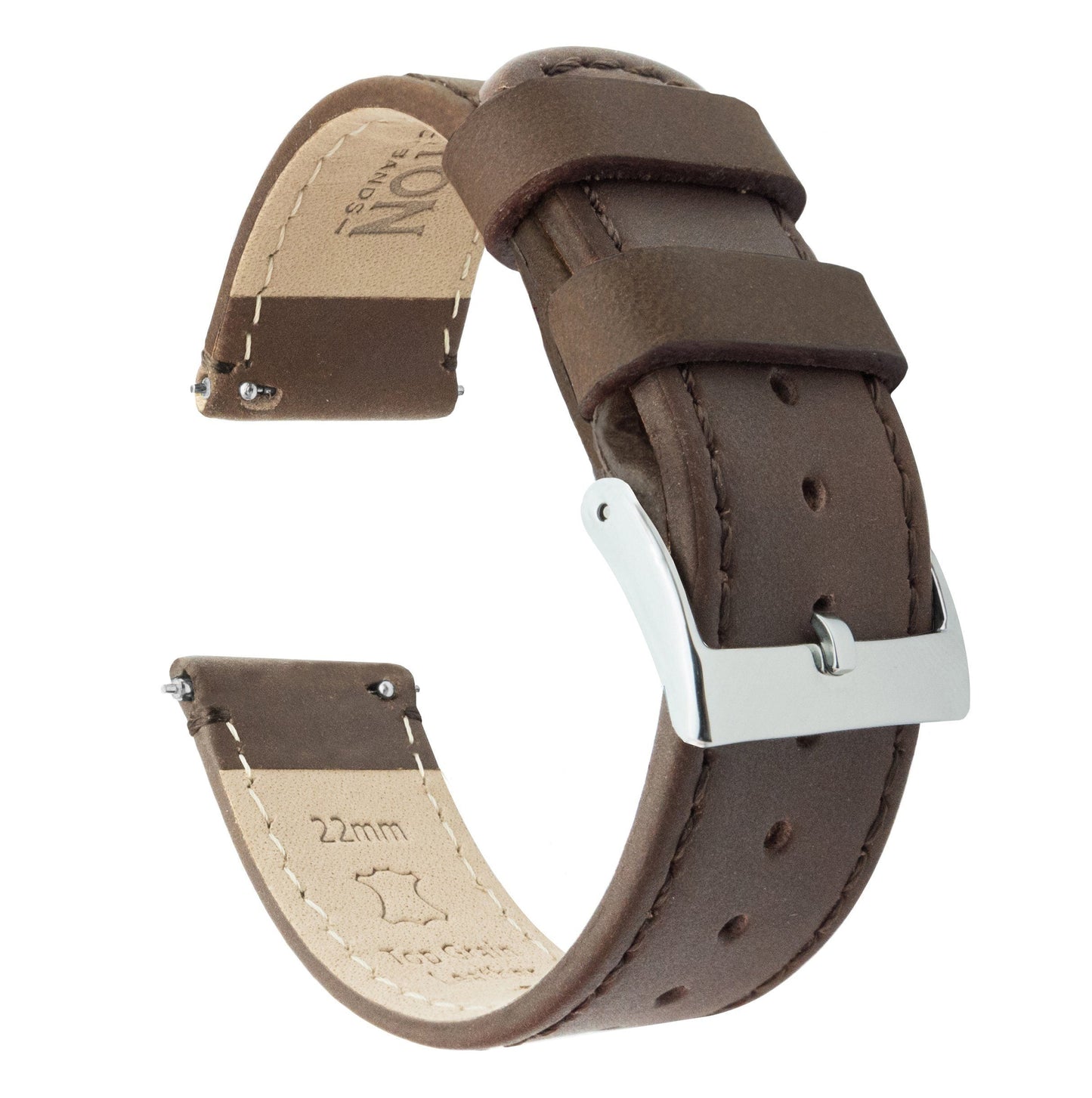 MOONSWATCH Bip | Saddle Brown Leather & Stitching - Barton Watch Bands