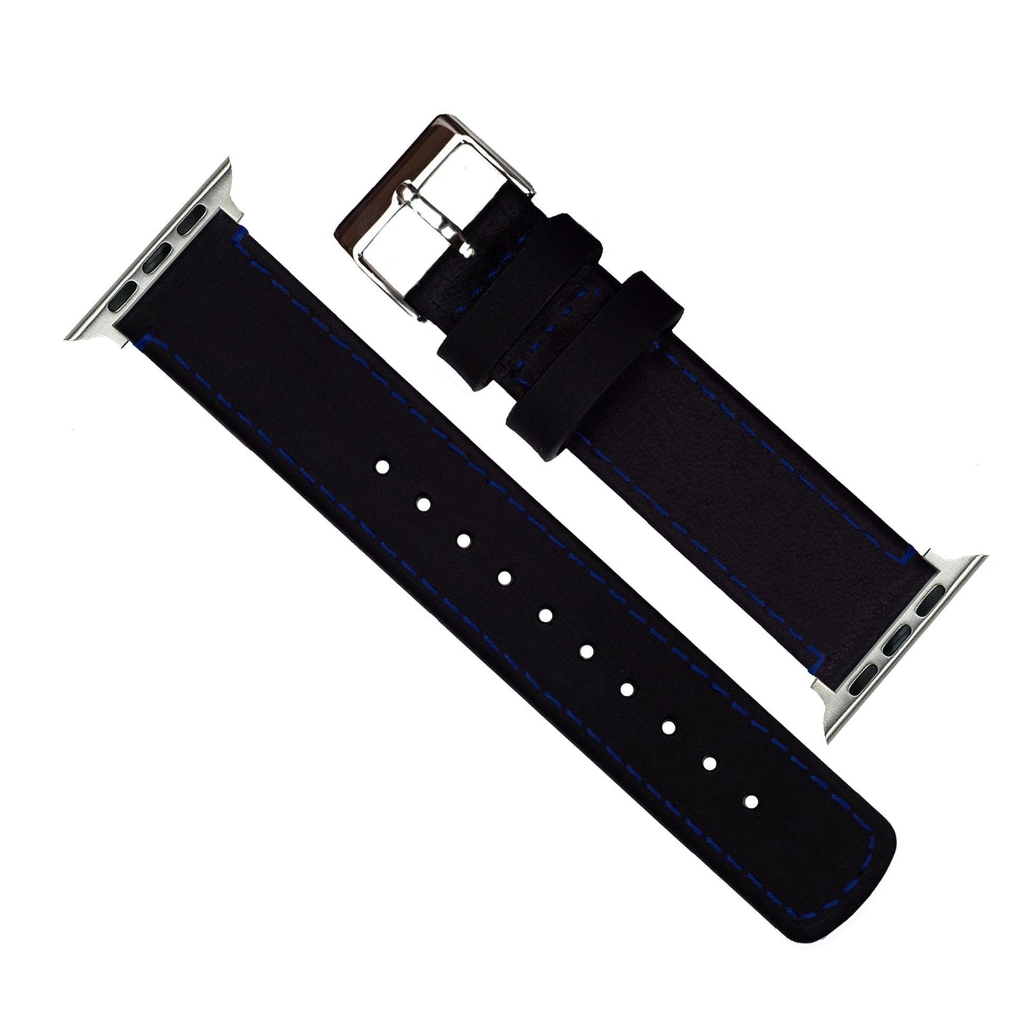 Apple Watch | Black Leather & Blue Stitching - Barton Watch Bands