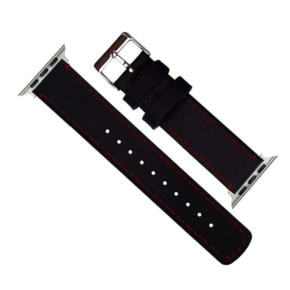 Apple Watch | Black Leather & Crimson Red Stitching - Barton Watch Bands