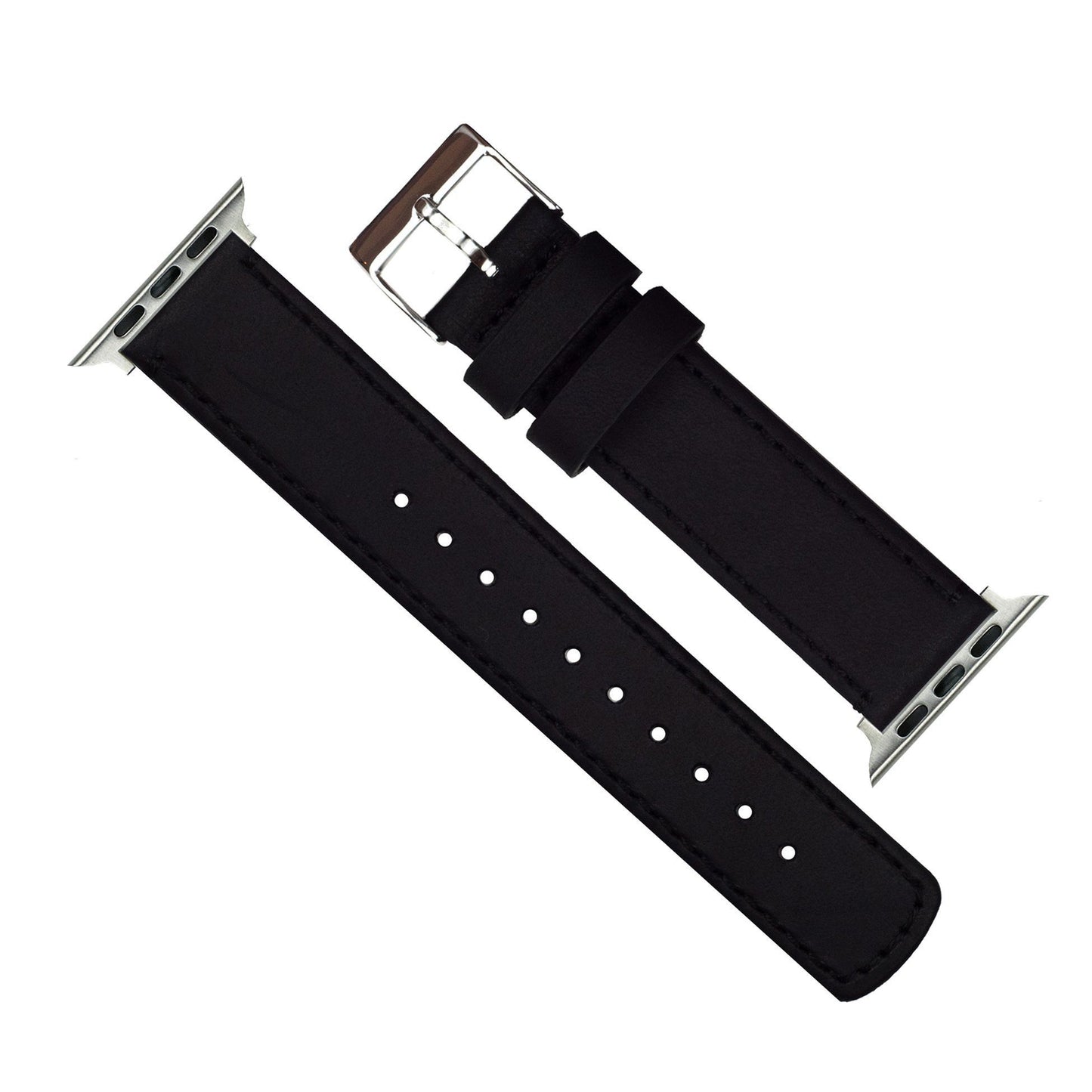 Apple Watch | Black Leather & Stitching - Barton Watch Bands