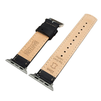 Apple Watch | Black Leather & Stitching - Barton Watch Bands