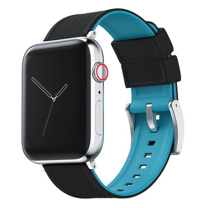 Apple Watch | Elite Silicone | Black Top / Aqua Blue Bottom - Barton Watch Bands