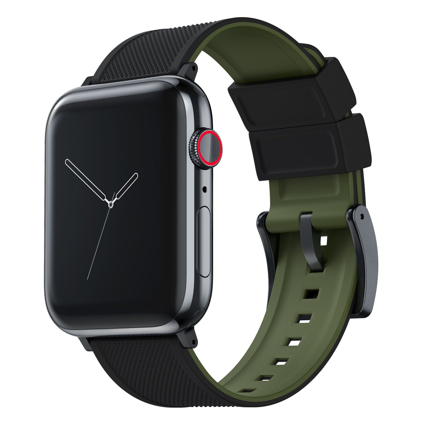 Apple Watch | Elite Silicone | Black Top / Army Green Bottom - Barton Watch Bands