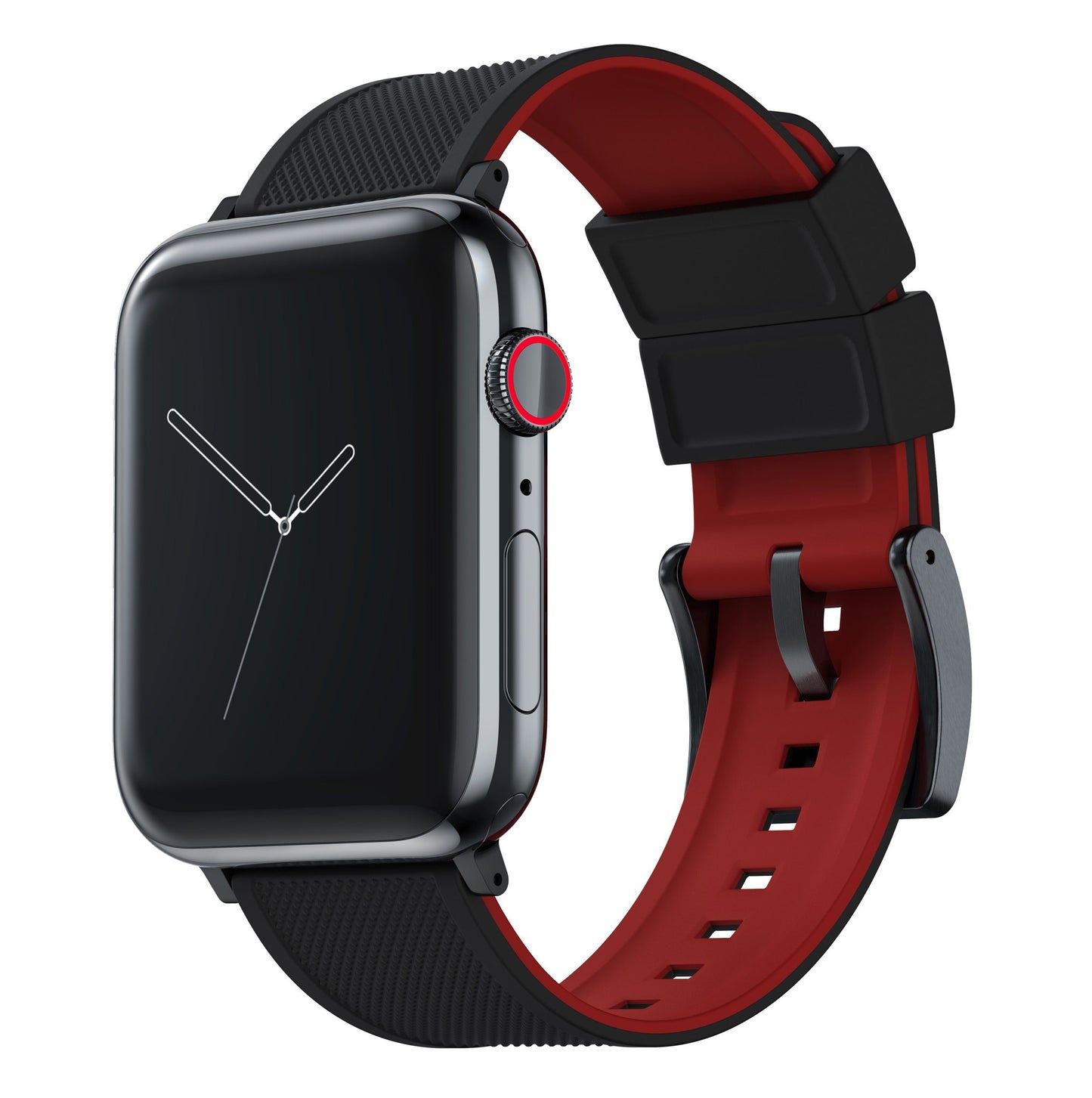 Apple Watch | Elite Silicone | Black Top / Crimson Red Bottom - Barton Watch Bands