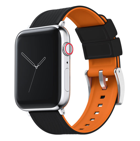 Apple Watch | Elite Silicone | Black Top / Pumpkin Orange Bottom - Barton Watch Bands