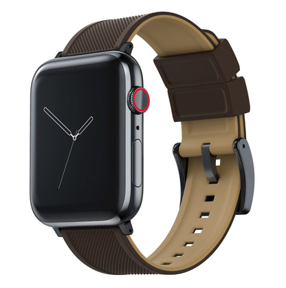 Brown Silicone Apple Watch Band, Brown & Khaki Tan Elite, BARTON