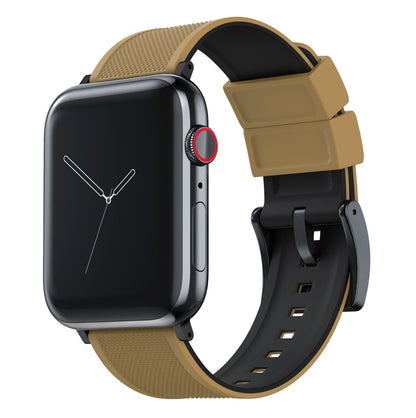 Apple Watch | Elite Silicone | Khaki Tan Top / Black Bottom - Barton Watch Bands