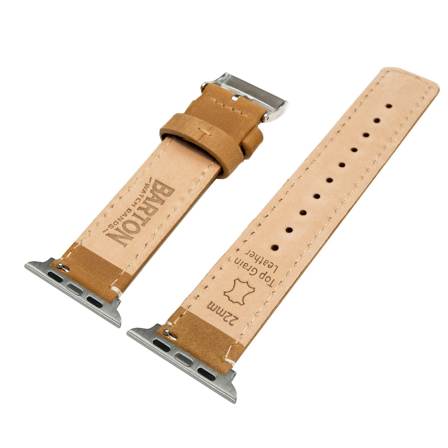 Apple Watch | Gingerbread Leather & Linen White Stitching - Barton Watch Bands