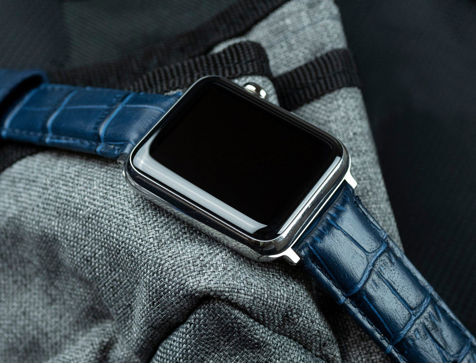 Navy Matte Alligator Apple Watch Band main image 0