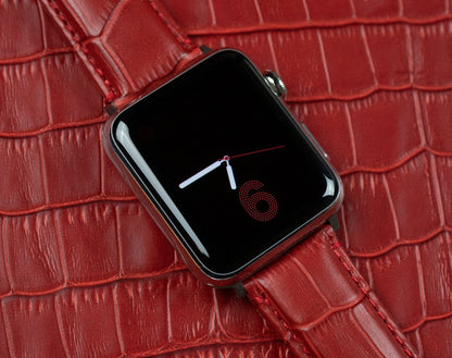 Apple Watch |  Red Alligator Grain Leather - Barton Watch Bands