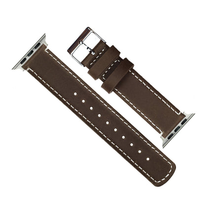 Apple Watch | Saddle Leather & Linen White Stitching - Barton Watch Bands
