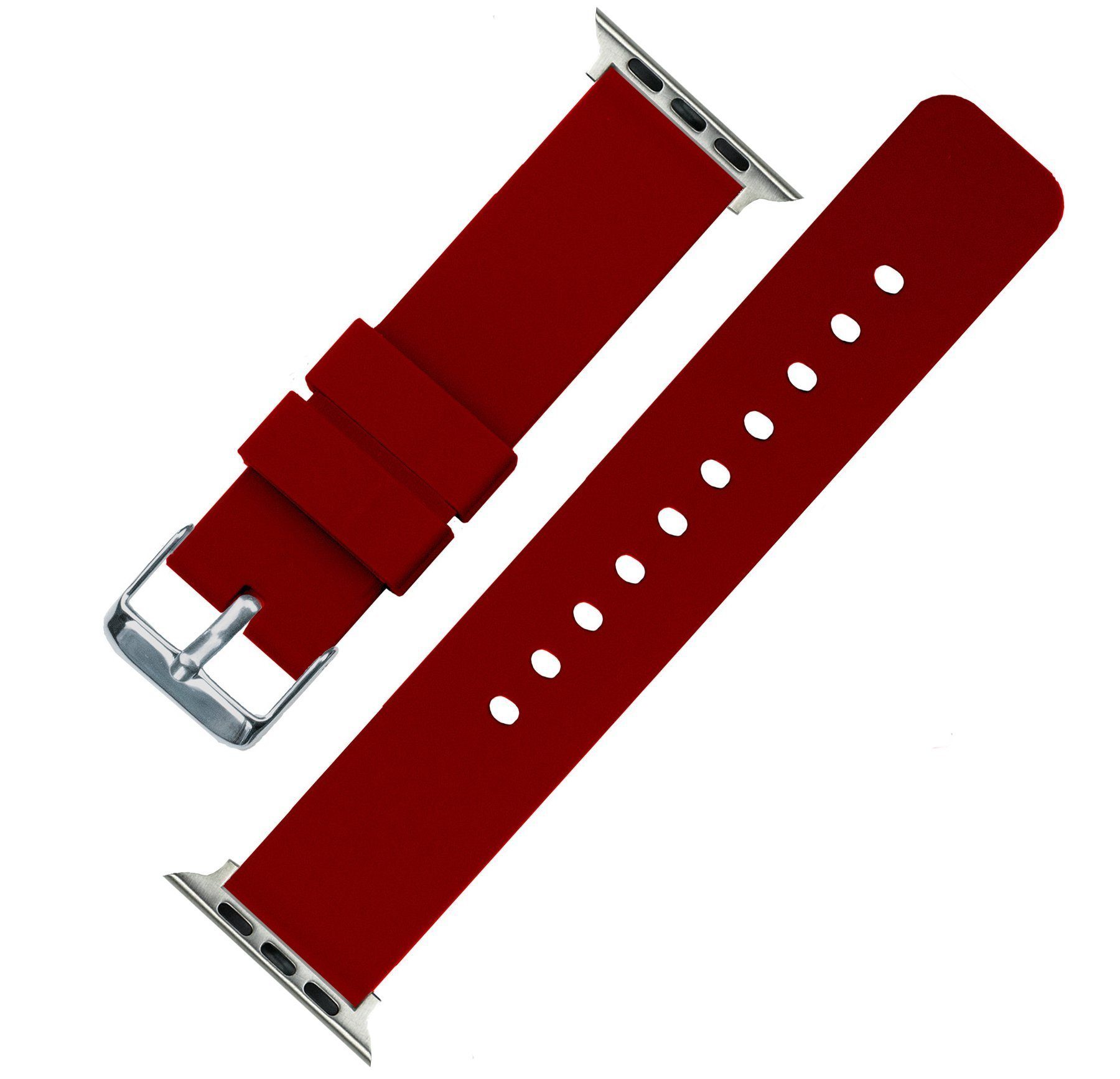 Silicone Watch Band / Strap for Apple Watch in Crimson Red w/ Stainless Steel Buckle | Barton