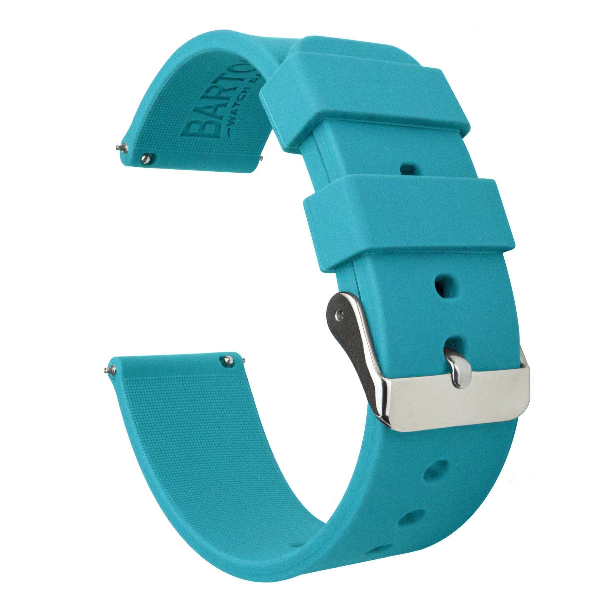 Quick Release Silicone Watch Straps, Aqua Blue