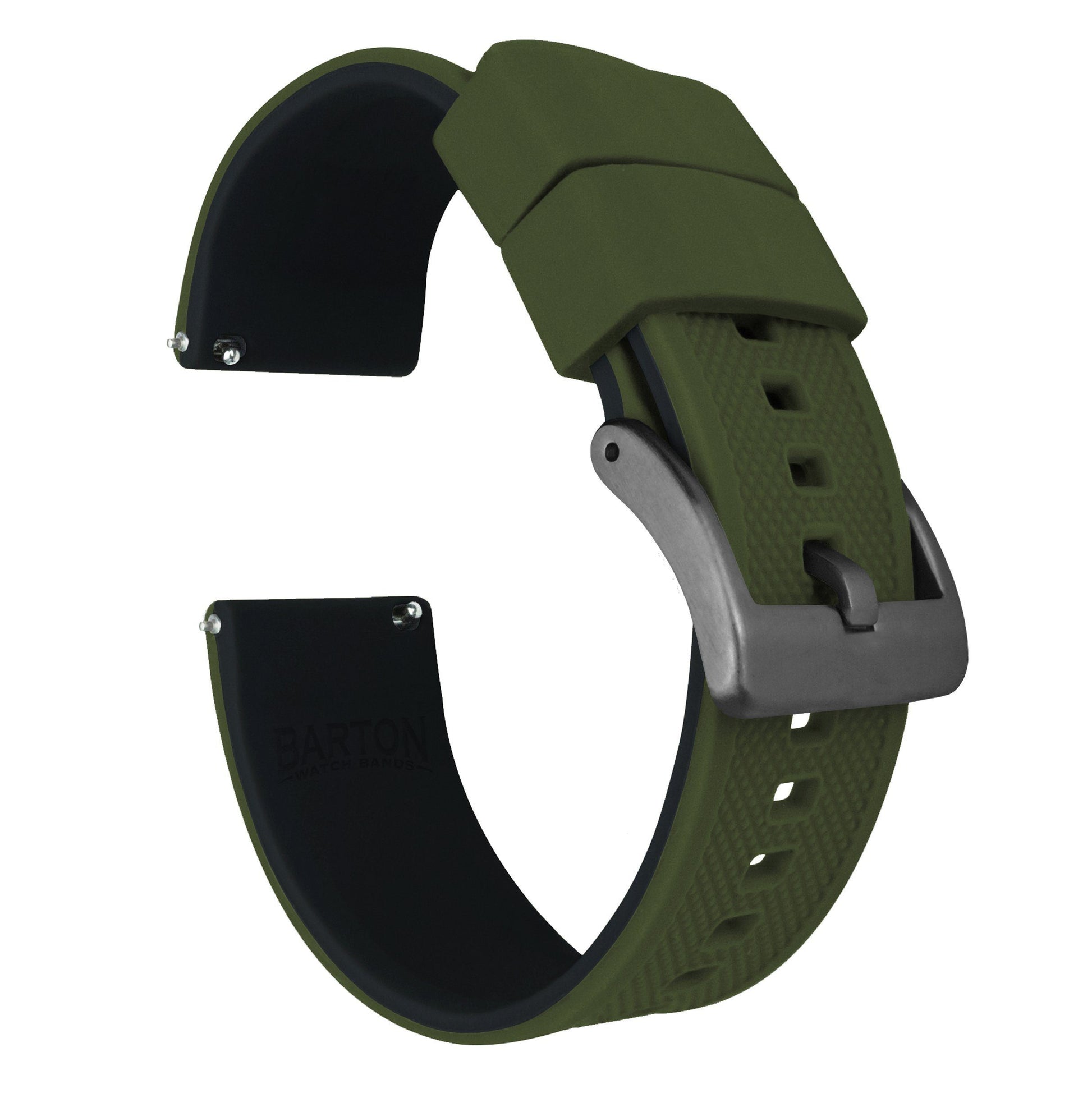 Army Green Top / Black Bottom | Elite Silicone - Barton Watch Bands