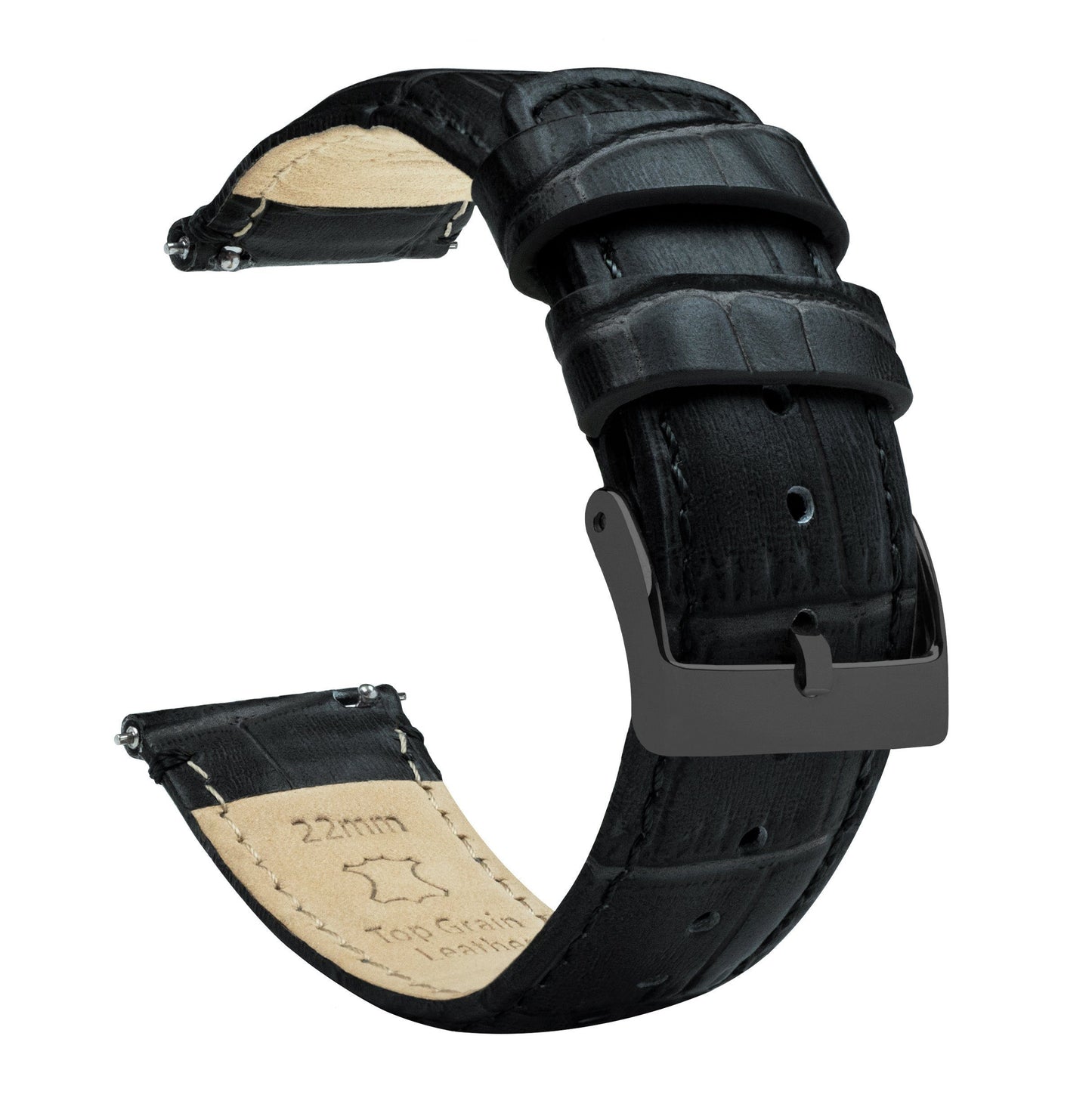 Black | Alligator Grain Leather - Barton Watch Bands
