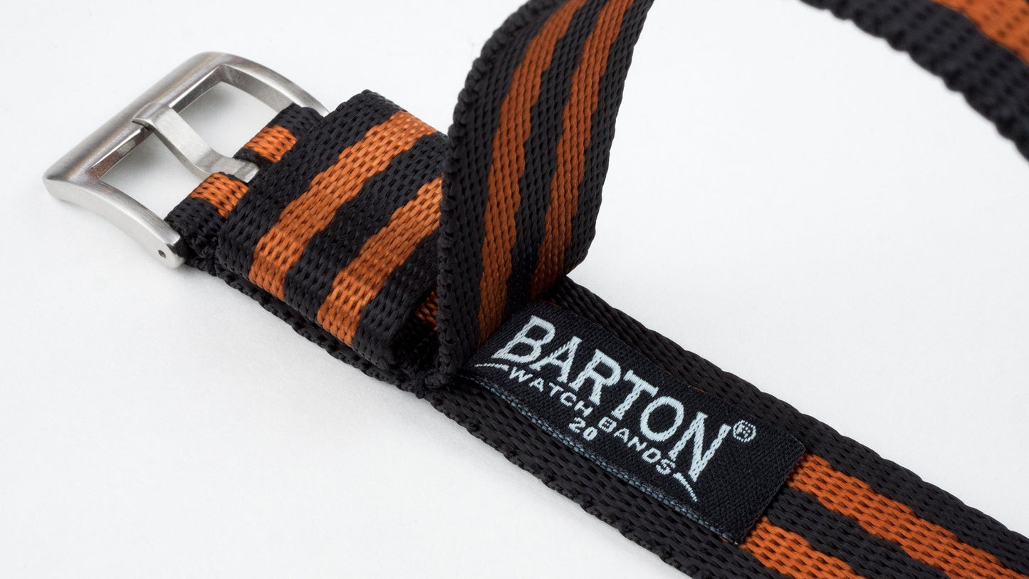 Black & Burnt Orange | Elite Nylon NATO Style - Barton Watch Bands