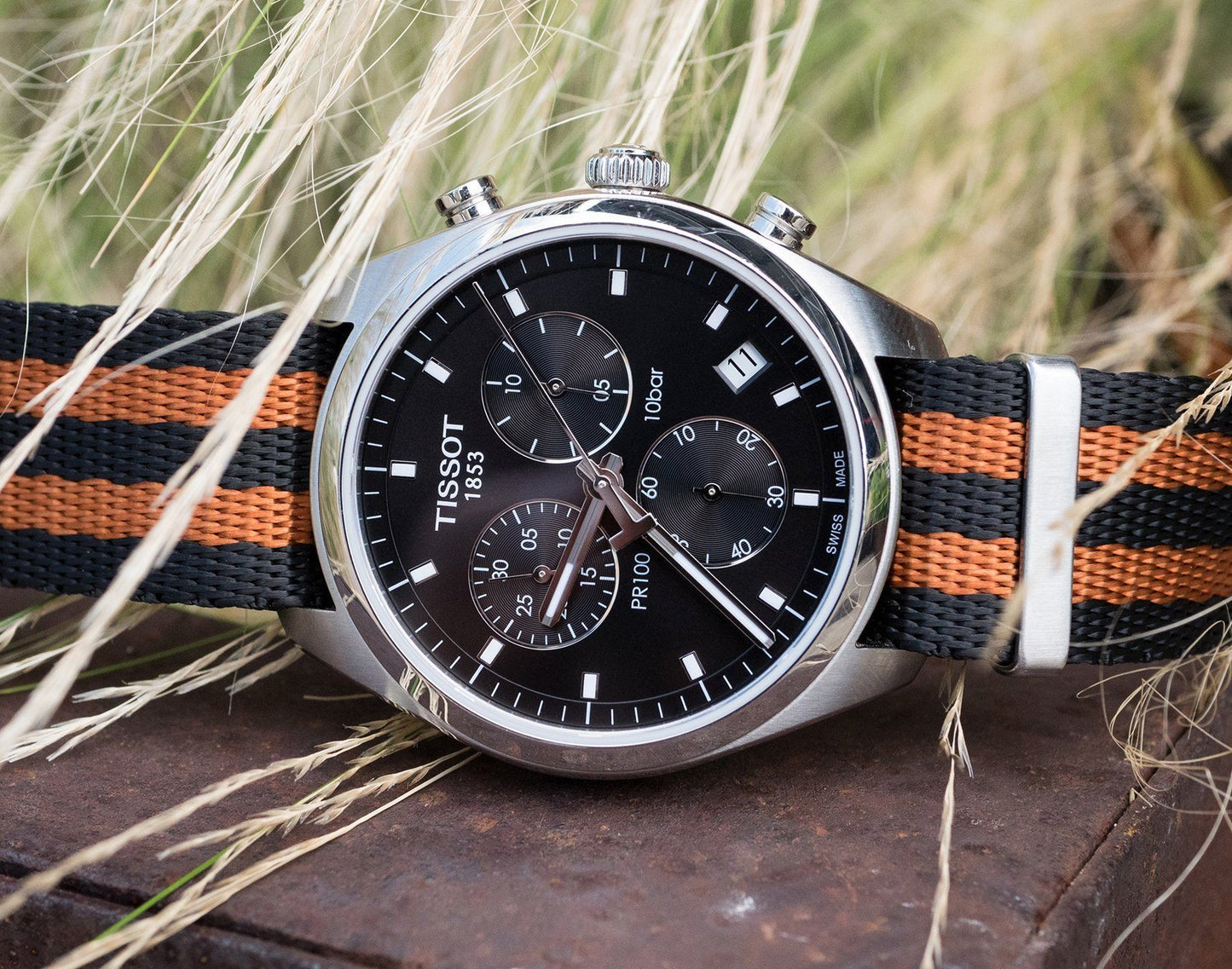 Black & Burnt Orange | Elite Nylon NATO Style - Barton Watch Bands