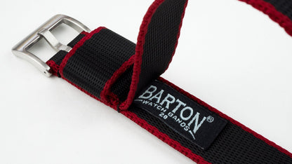 Black - Crimson Red Edges | Elite Nylon NATO Style - Barton Watch Bands