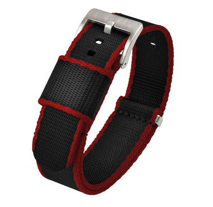 Black - Crimson Red Edges | Elite Nylon NATO Style - Barton Watch Bands