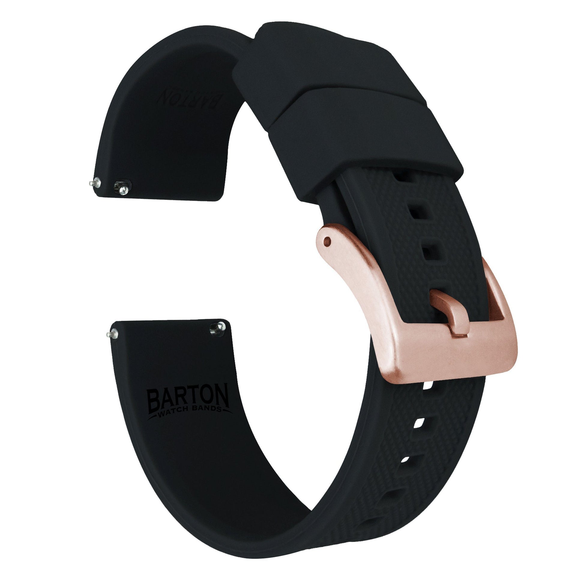 Black, Elite Silicone Watch Bands, Quick Release, BARTON