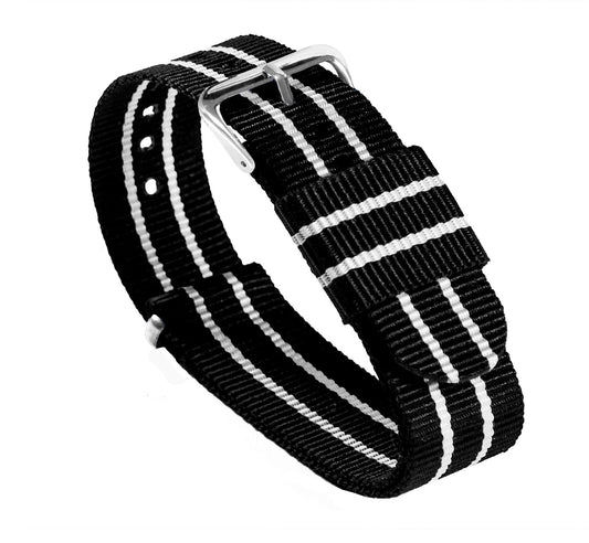 Black & Ivory | Nylon NATO Style - Barton Watch Bands