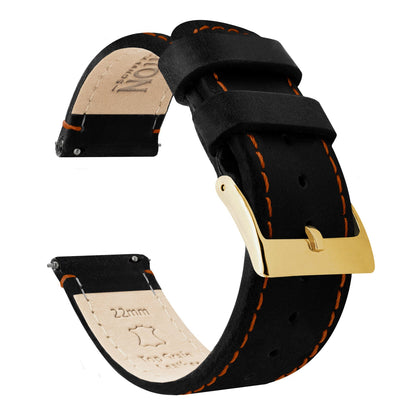 Black Leather | Orange Stitching - Barton Watch Bands