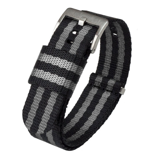 Black & Steel Grey (Bond) | Elite Nylon NATO Style - Barton Watch Bands