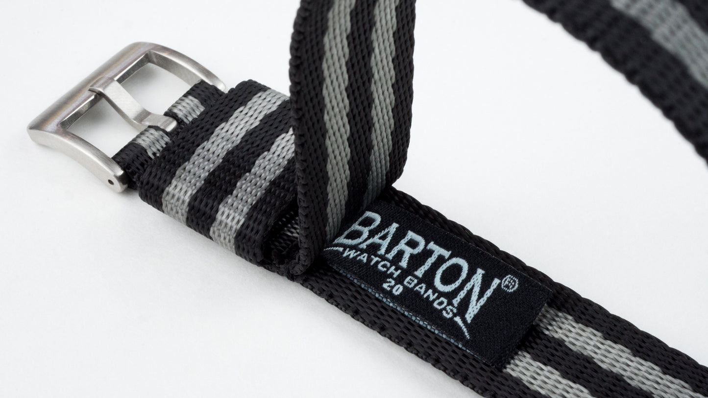 Black & Steel Grey (Bond) | Elite Nylon NATO Style - Barton Watch Bands