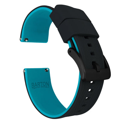 Black Top / Aqua Blue Bottom | Elite Silicone - Barton Watch Bands