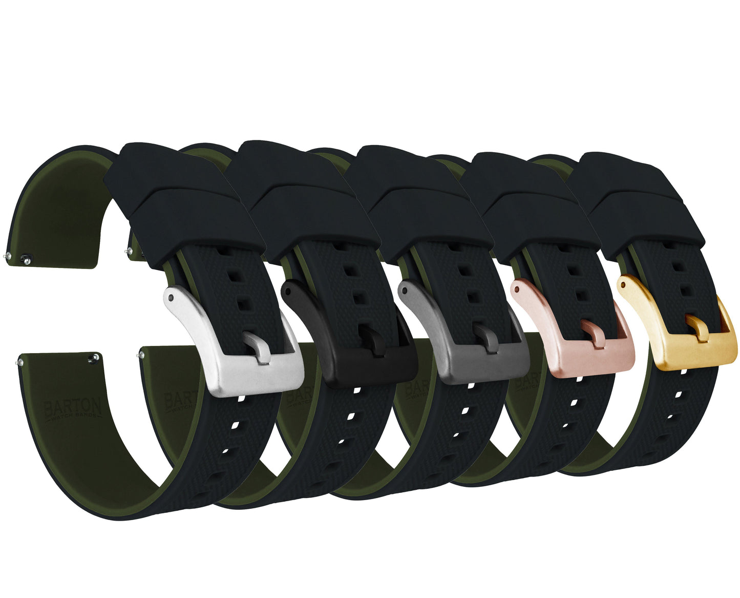 Black Top / Army Green Bottom | Elite Silicone - Barton Watch Bands