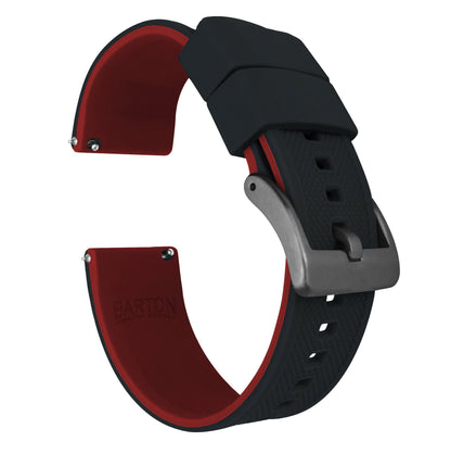 Black Top / Crimson Red Bottom | Elite Silicone - Barton Watch Bands