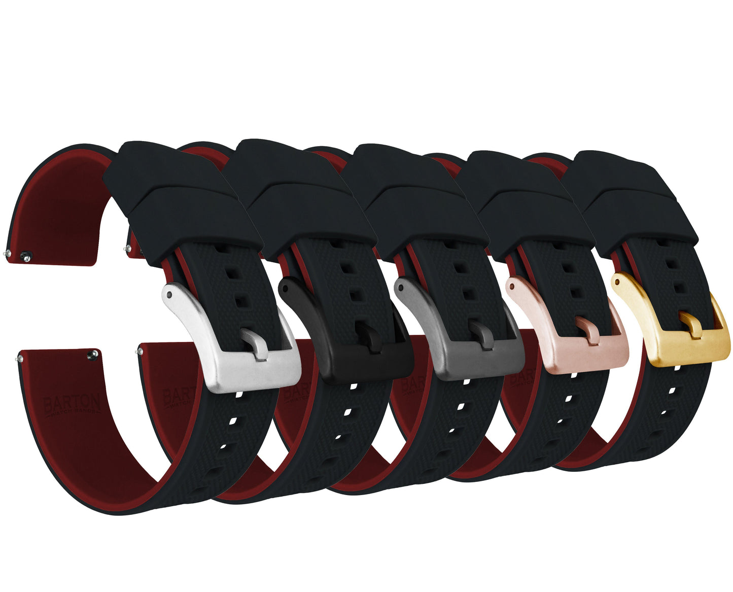 Black Top / Crimson Red Bottom | Elite Silicone - Barton Watch Bands