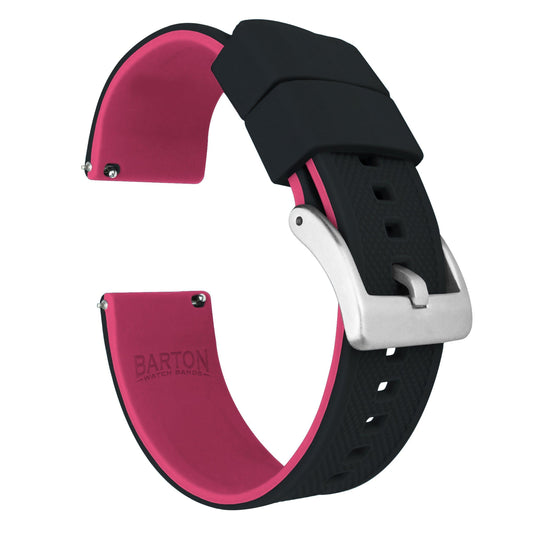 Black Top / Pink Bottom | Elite Silicone - Barton Watch Bands