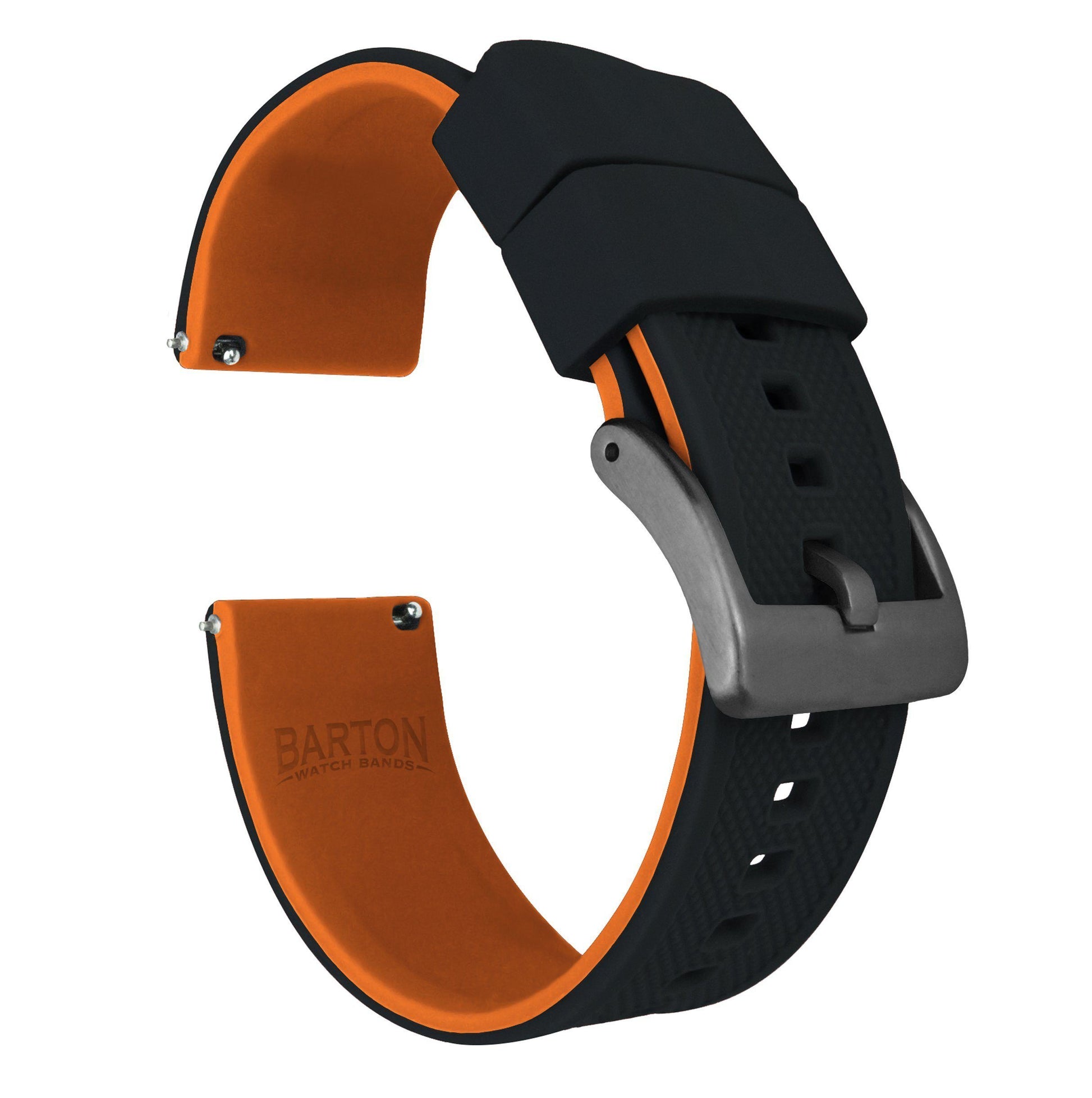 Black Top / Pumpkin Orange Bottom | Elite Silicone - Barton Watch Bands