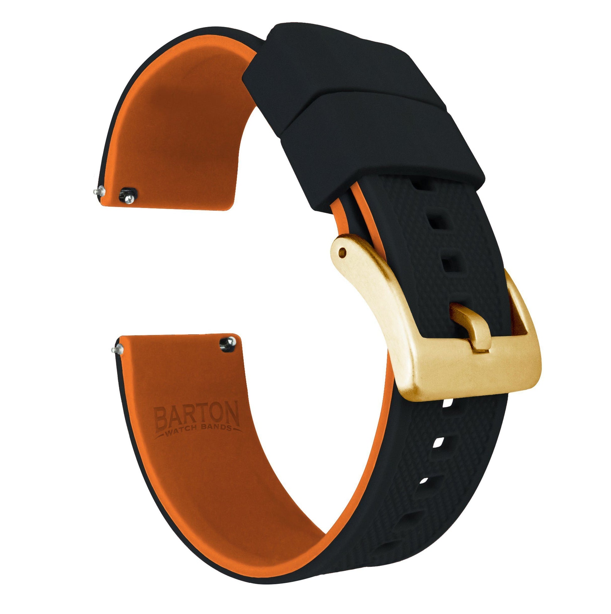 Black Top / Pumpkin Orange Bottom | Elite Silicone - Barton Watch Bands