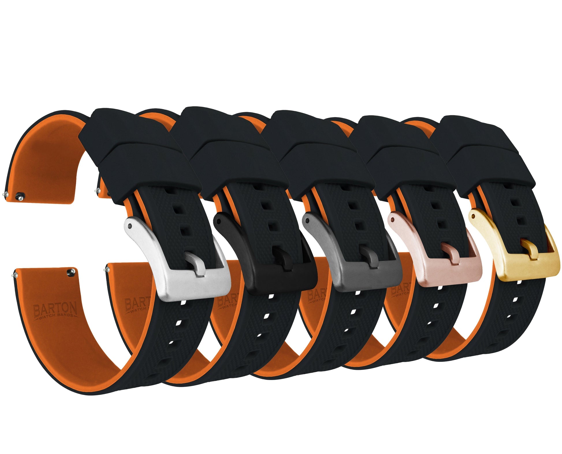 Black Top / Pumpkin Orange Bottom | Elite Silicone - Barton Watch Bands