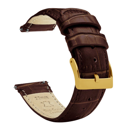 Coffee Brown | Alligator Grain Leather - Barton Watch Bands