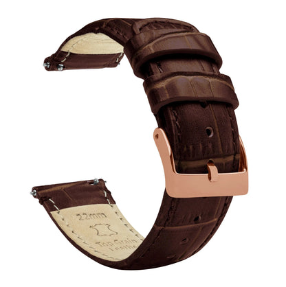 Samsung Galaxy Watch3 | Coffee Brown Alligator Grain Leather - Barton Watch Bands