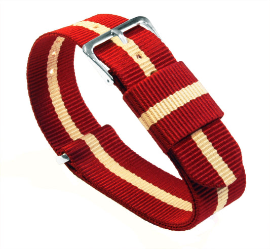 Crimson & Khaki | Nylon NATO Style - Barton Watch Bands