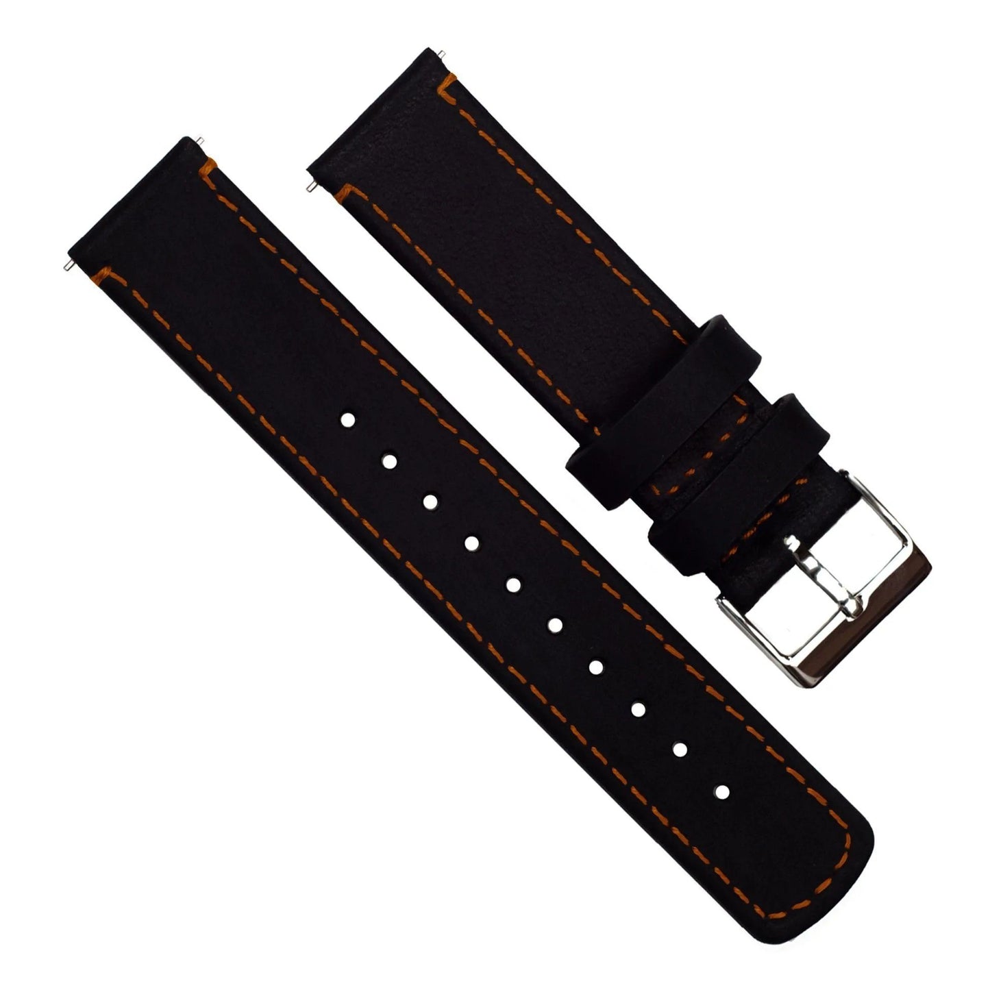 Fossil Gen 5 | Black Leather & Orange Stitching - Barton Watch Bands