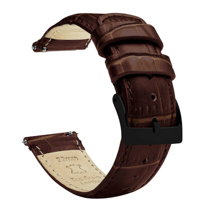 Fossil Gen 5 | Coffee Brown Alligator Grain Leather - Barton Watch Bands