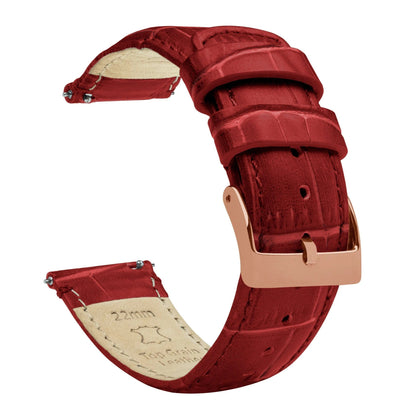 Fossil Gen 5 | Crimson Red Alligator Grain Leather - Barton Watch Bands