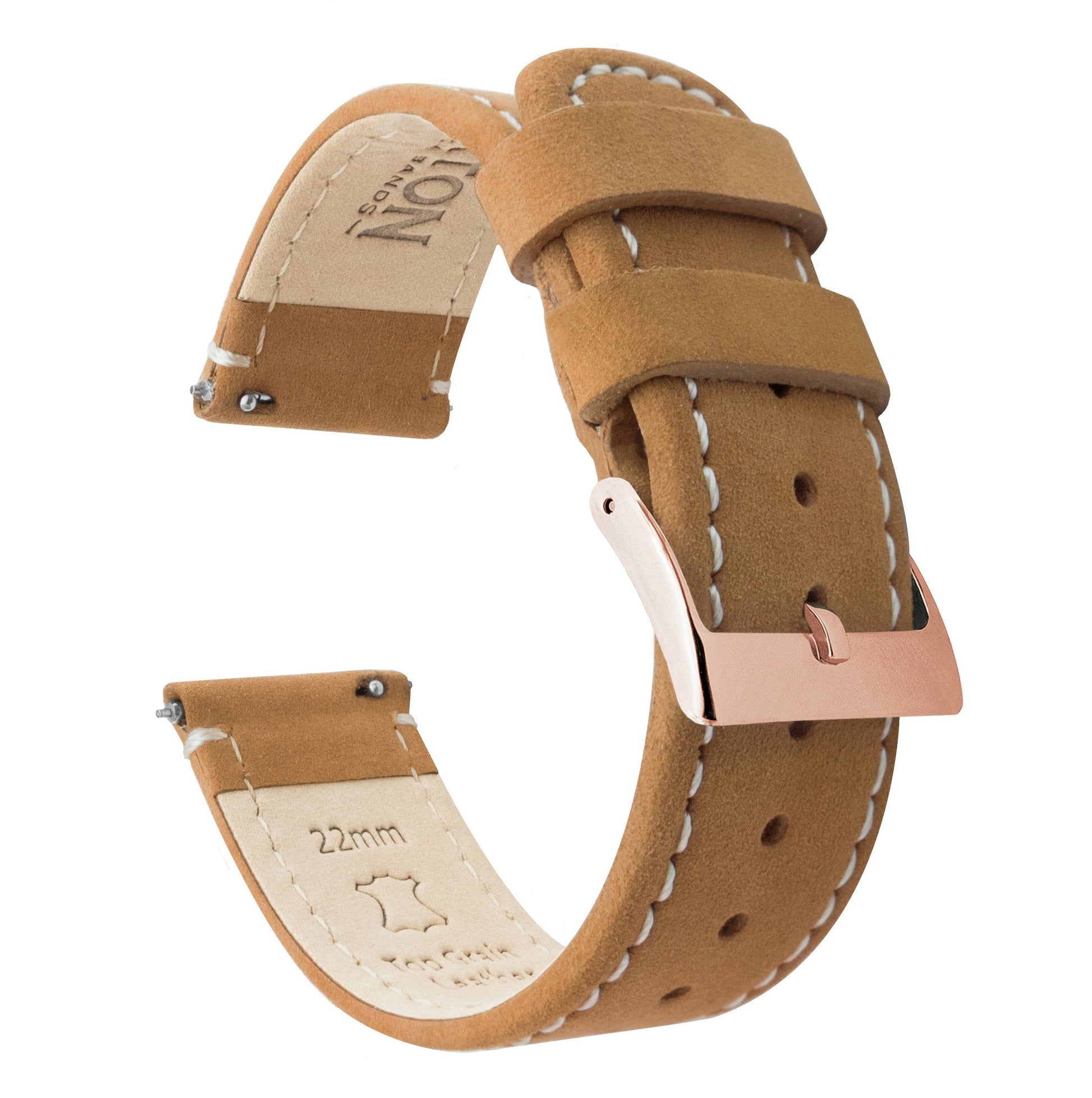 Fossil Gen 5 | Gingerbread Brown Leather & Linen White Stitching - Barton Watch Bands
