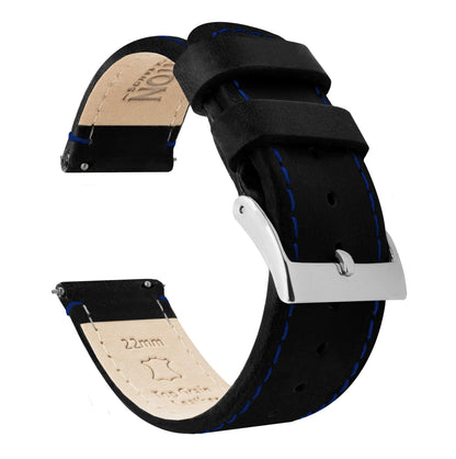 Fossil Q | Black Leather & Blue Stitching - Barton Watch Bands