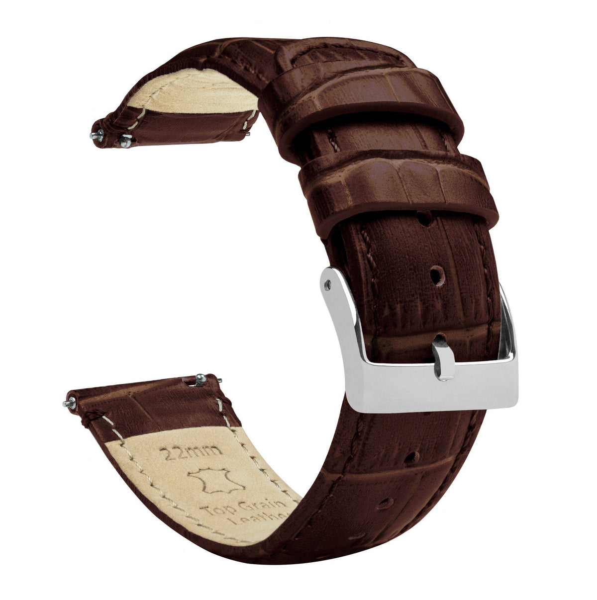 Fossil Q Coffee Brown Alligator Grain Leather Watch Band 